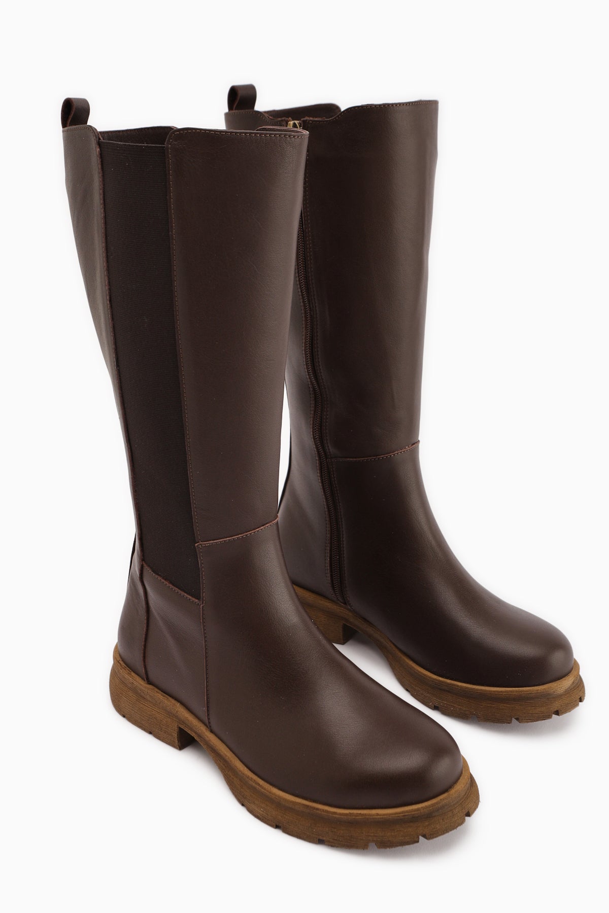 Rubi Genuine Leather Brown Elasticated Boots