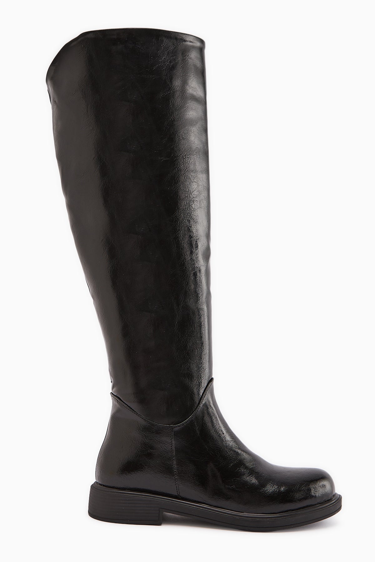 Henni – Schwarz Kniehoher Stiefel mit weitem Schaft (Damen)