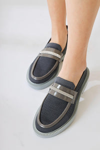 Micka Anthracite Knitted Patent Leather Detailed Stone Banded Casual Shoes