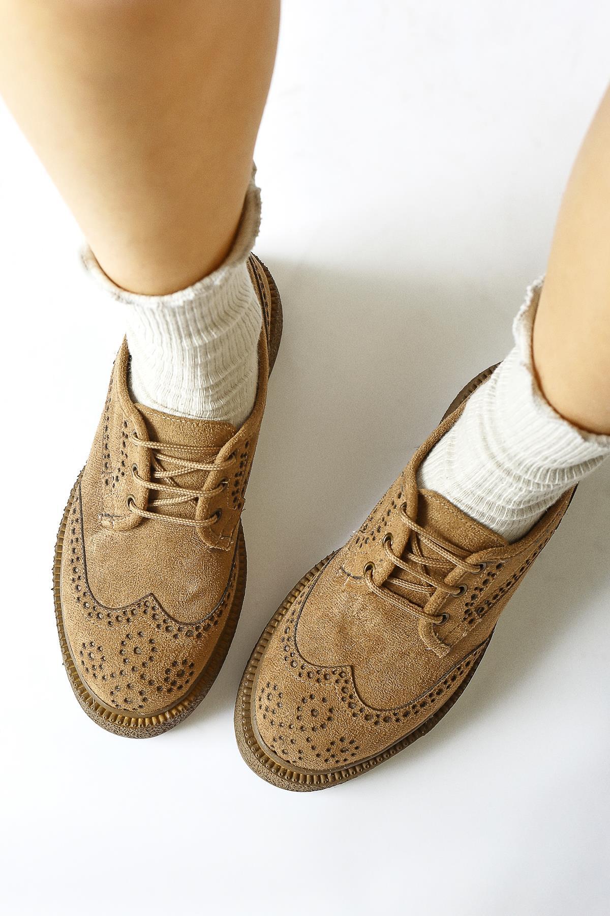 Rossy Nerz Wildleder Oval Zehen Laser Cut Freizeitschuh