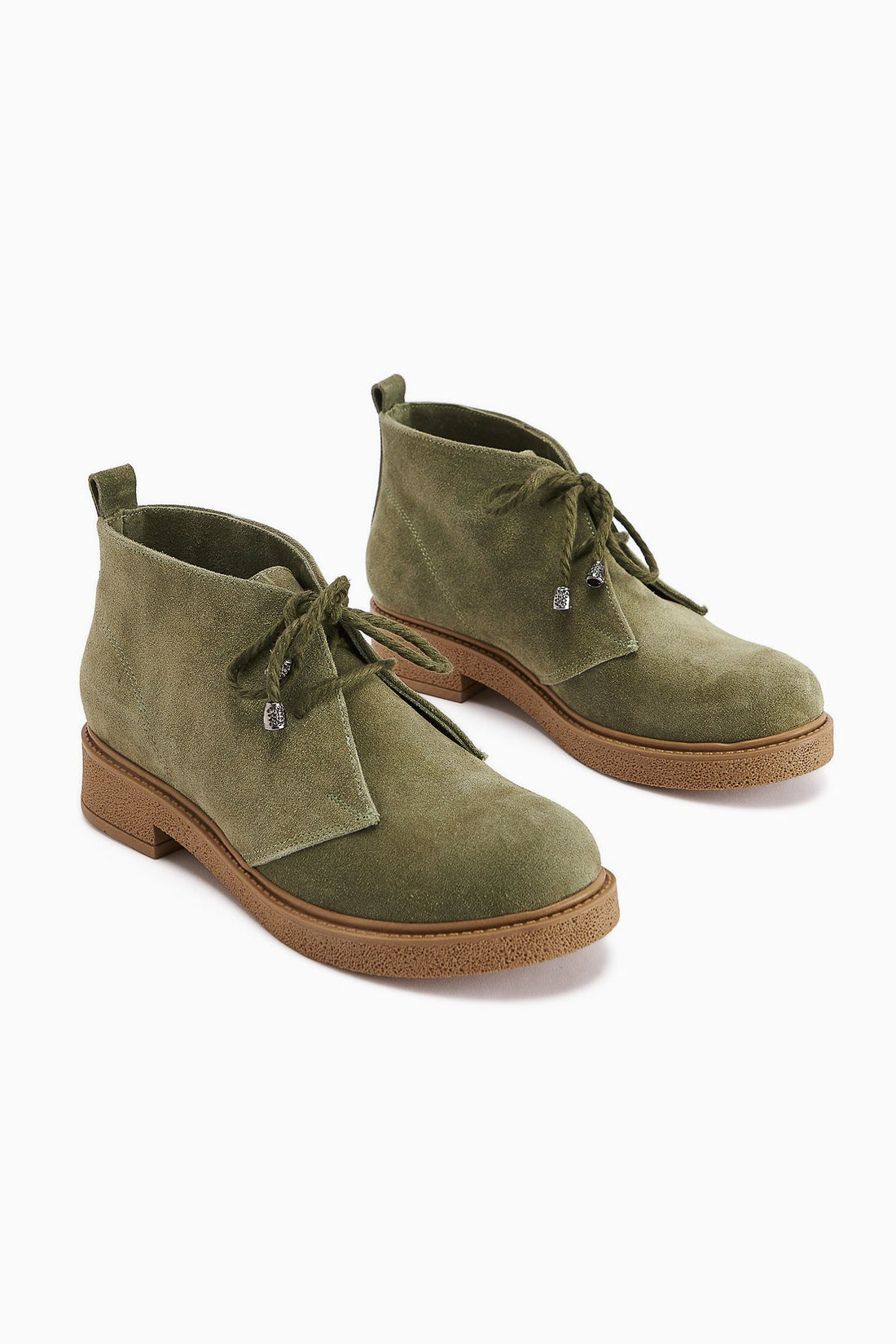 Henna Genuine Leather Green Suede Lace-Up Women's Boot