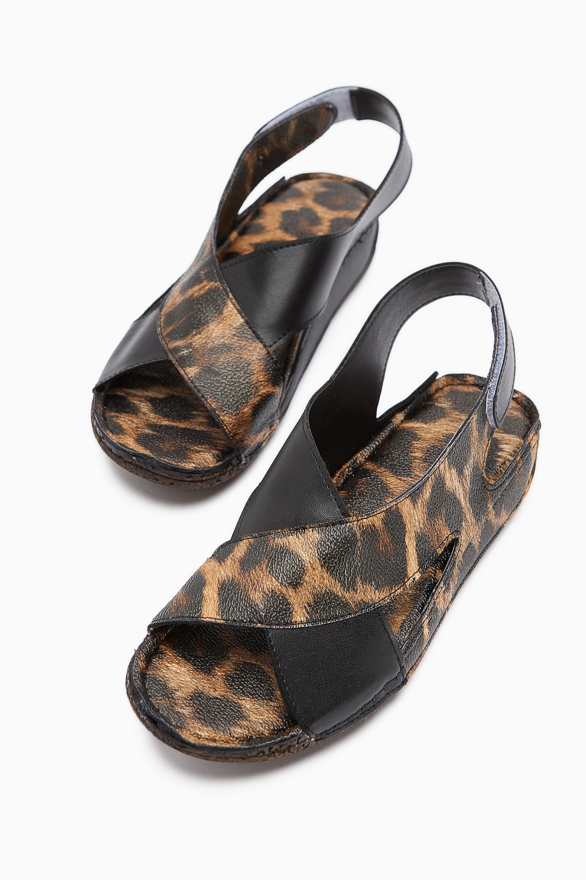Margit Leoparddruck Kreuzriemen Damen Komfort Sandalen