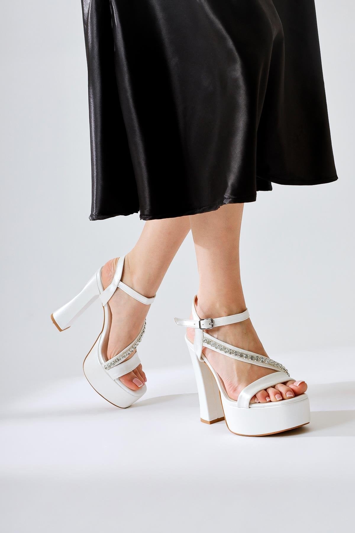 Marcel Sedef Thin Stone Strapped Platform High Heel Shoes