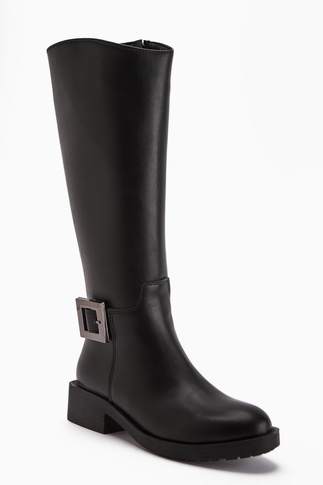 Becky Black Buckled High Platform Women's Boot