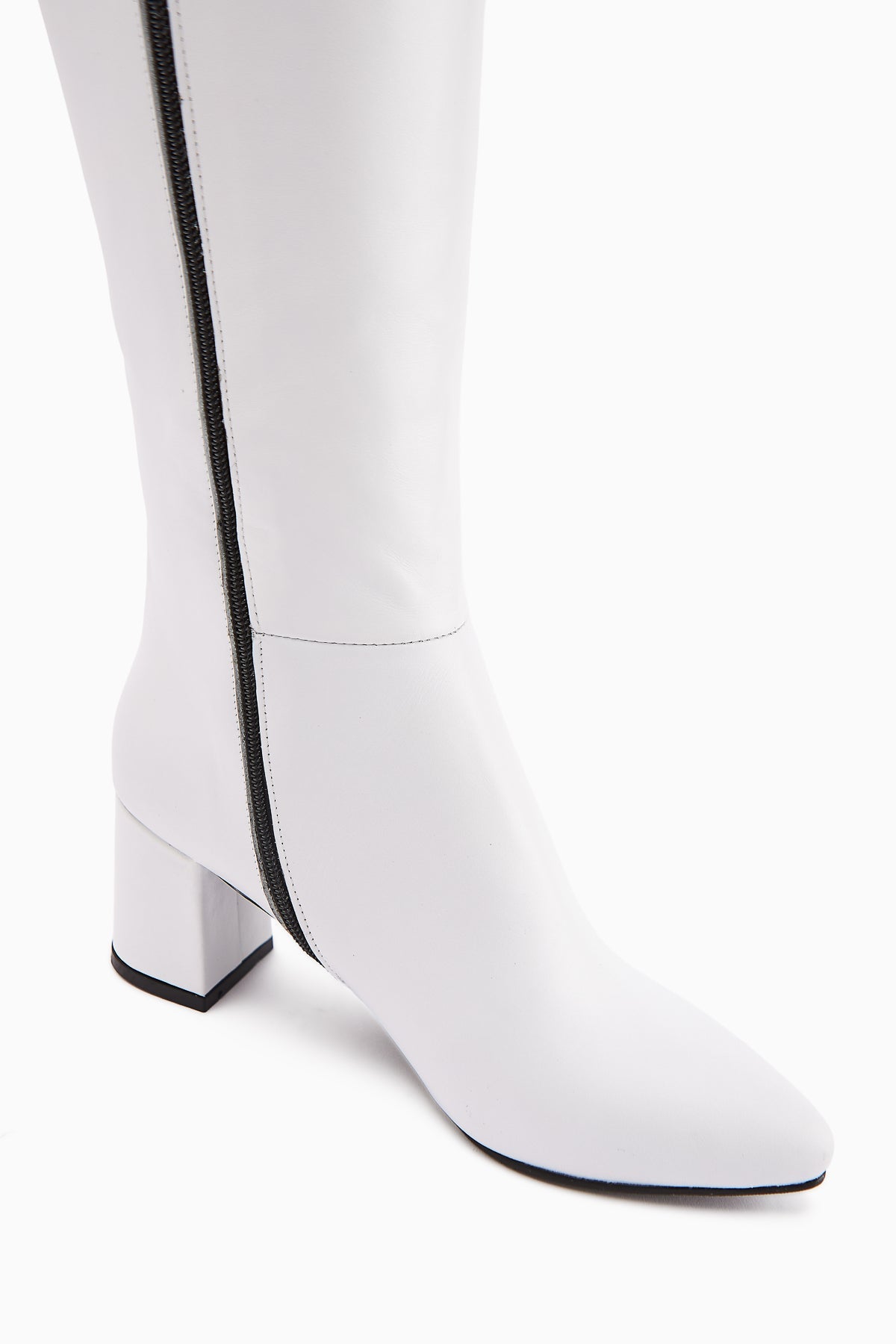 Velma Genuine Leather White High Heel Women's Boot