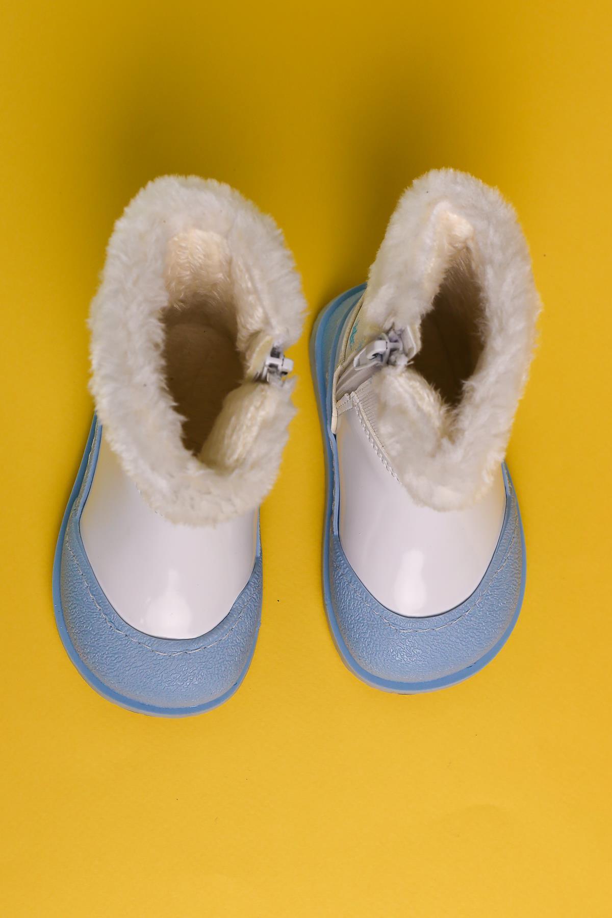 Elea Weiß Gestreifte Charakterdruck Pelzgefütterte Baby Stiefel