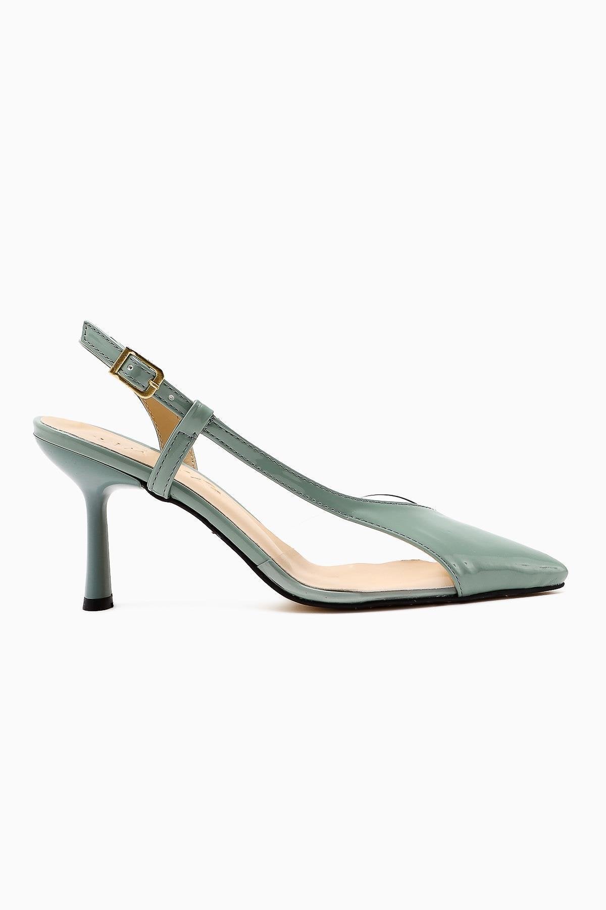 Aliah Mint Lackleder Spitze Pumps mit Transparentem Detail