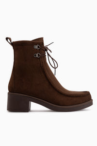 Joey Kaffee Wildleder Schnürung Dicke Absatz Damen Stiefel