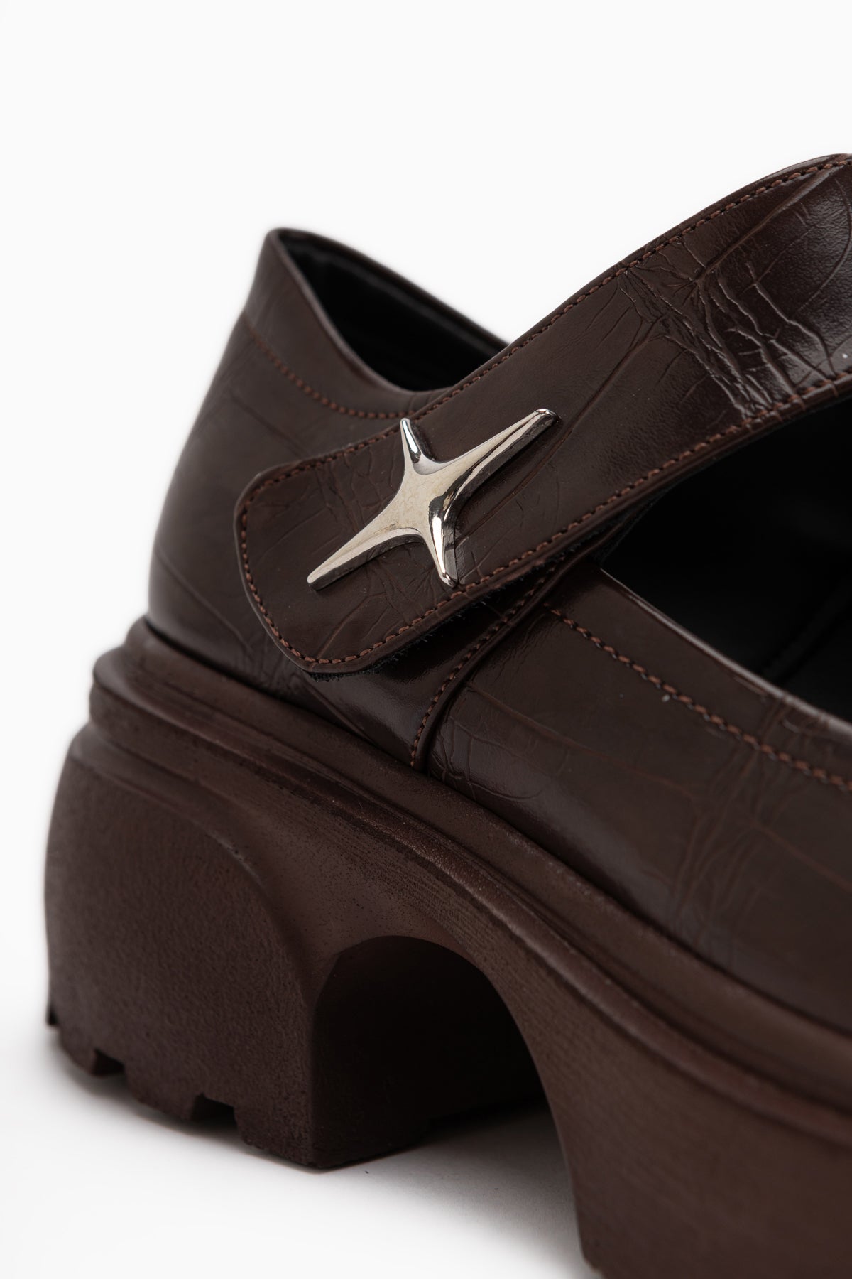 Deena Brown Crocodile Platform Women’s Mary Jane Shoes