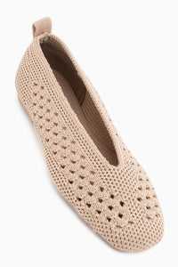 Betina Beige Women’s Knit Ballet Flats
