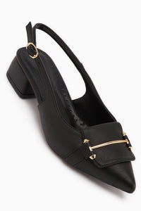 Enja Schwarze Schnalle Kurze Absatz Damen Schuhe
