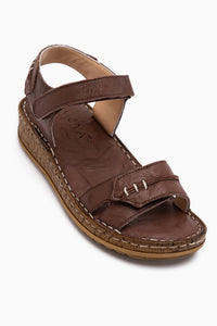 Leone Echtes Leder Braun Damen Sandale