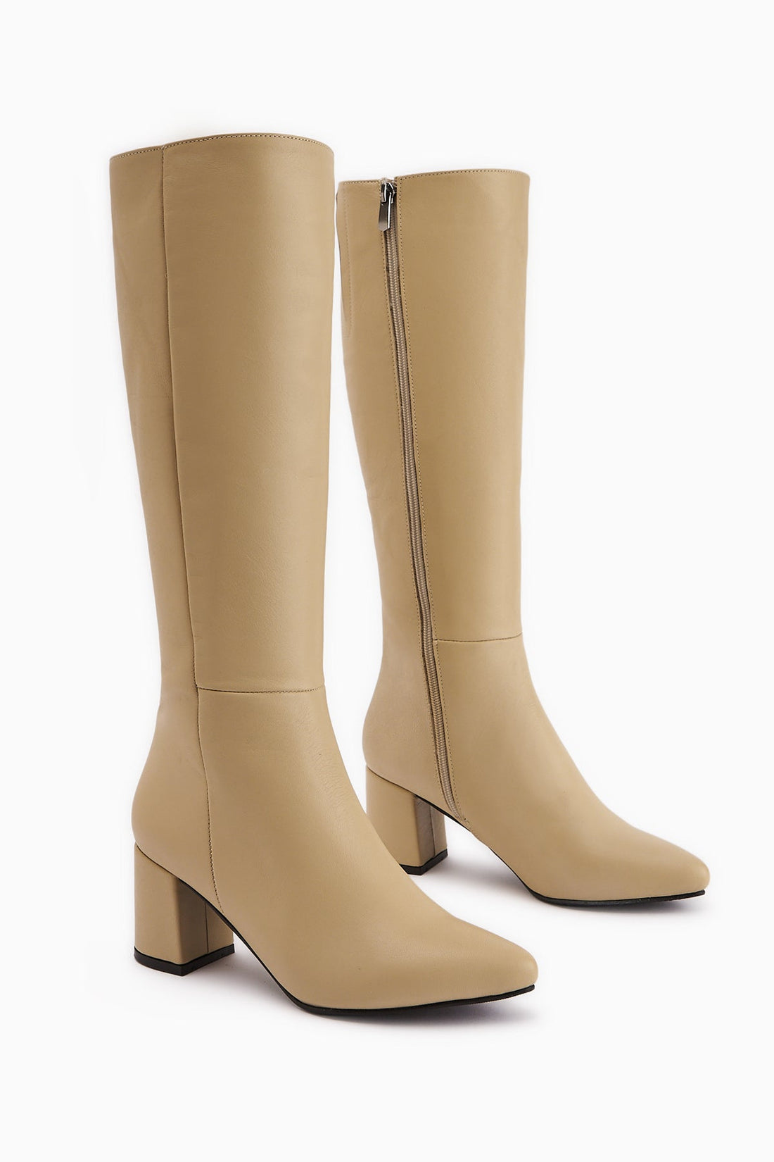 Velma Genuine Leather Beige Heeled Women's Boot