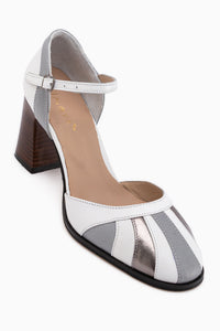 Hira Echtes Leder Weiß Geschlossene Zehe Damen Absatzschuhe