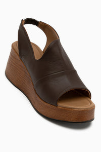 Rozelin Echtes Leder Braun Elastisch Keil Damen Sandale