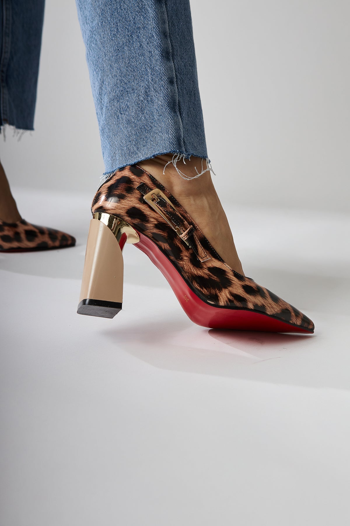 Vania Leopardendruck Damen Metallabsatz Schuh