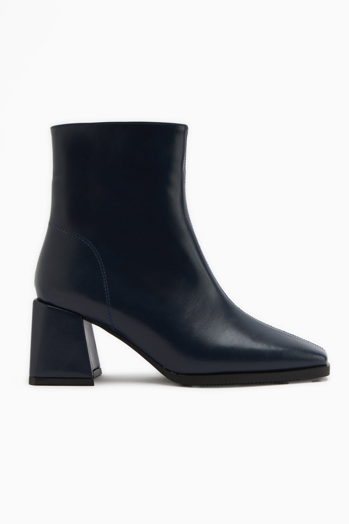 Margot – Navy Square-Toe Heeled Boot (Women)