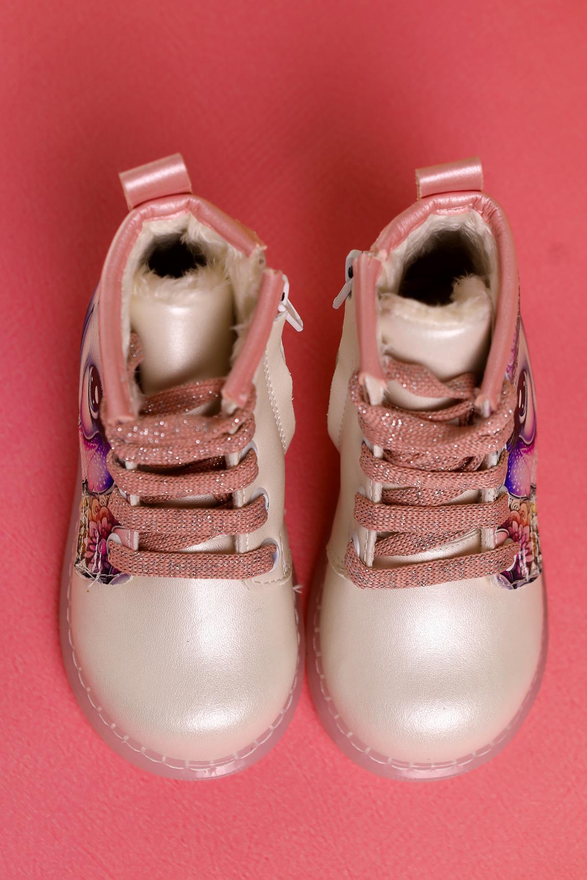 Janny Perlmutt Gestreifte Charakterdruck Schnürsenkel Leuchtende Baby Stiefel