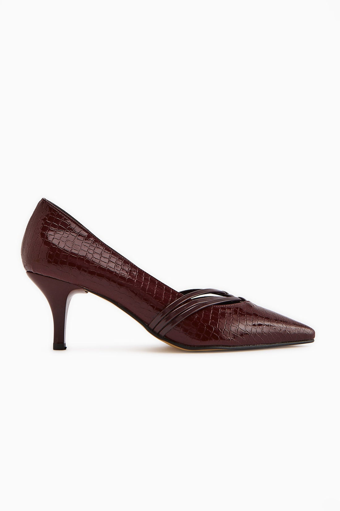 Riyam Maroon Croco Patterned Women's Stiletto Shoe
