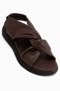 Jennie Echtes Leder Braun Kreuzband Damen Sandale