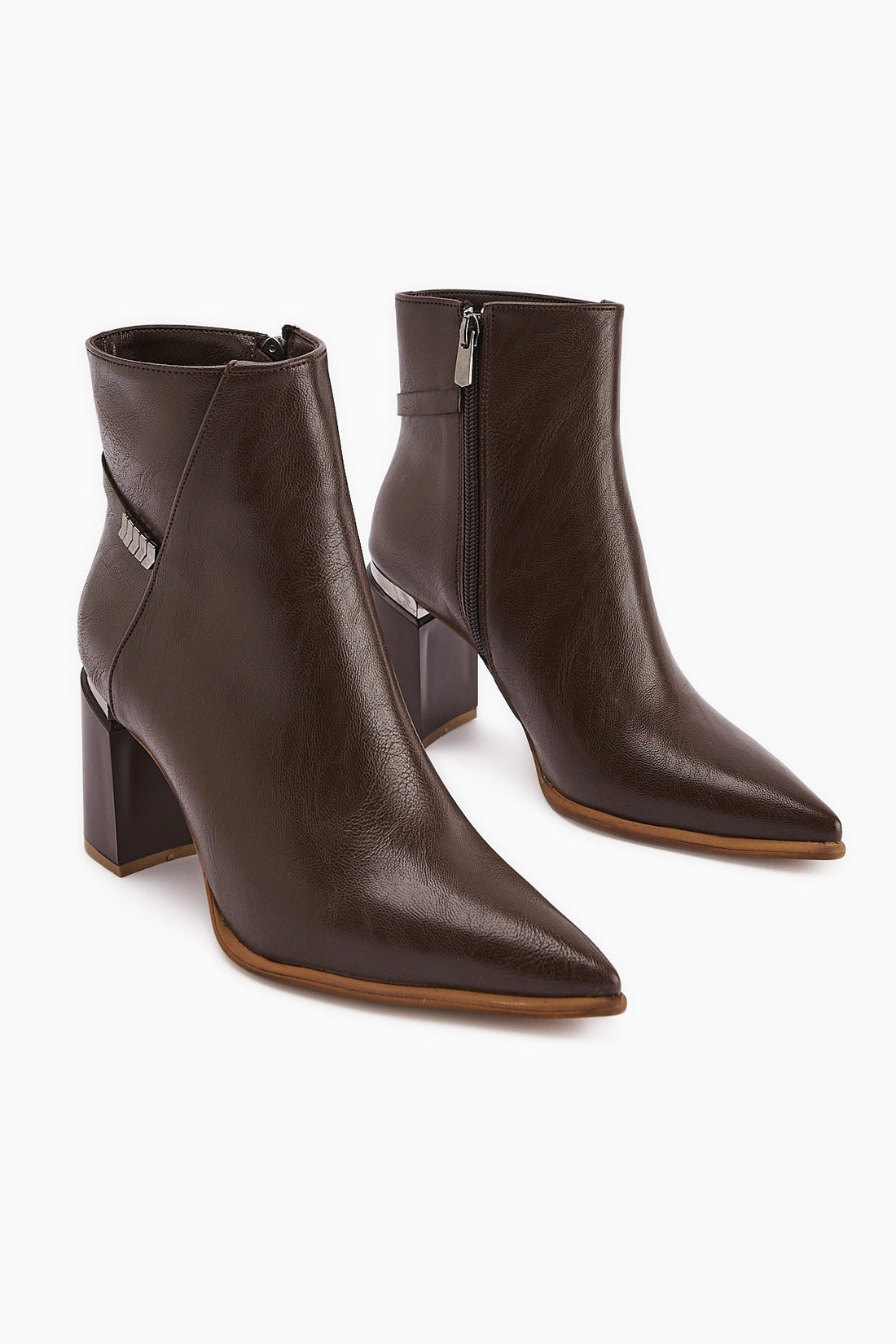 Lamia Brown Buckle Detailed Heeled Women's Boot