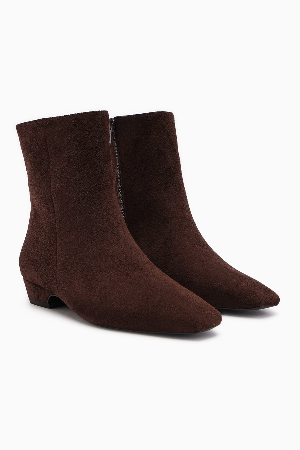 Grace Brown Suede Short Heel Square Toe Women's Boot