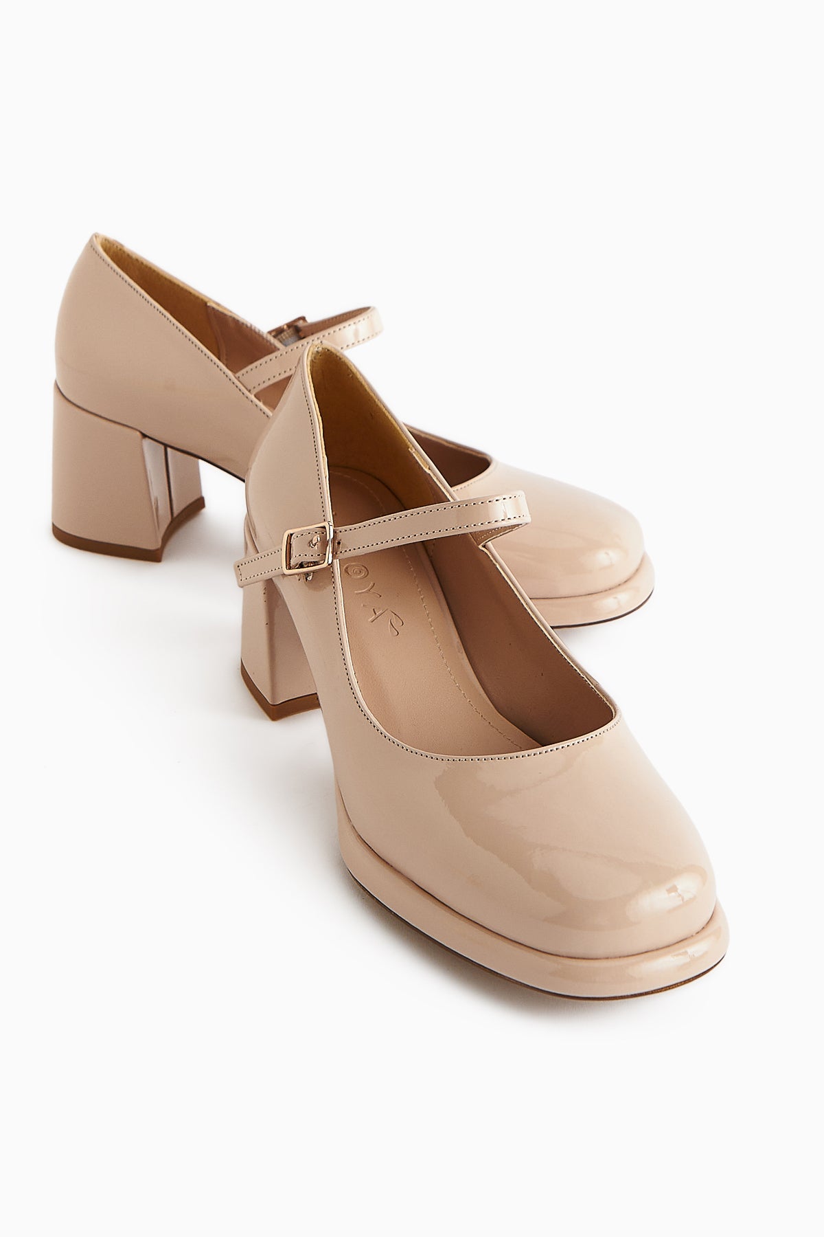 Junis Beige Patent Leather Women's Platform Heels