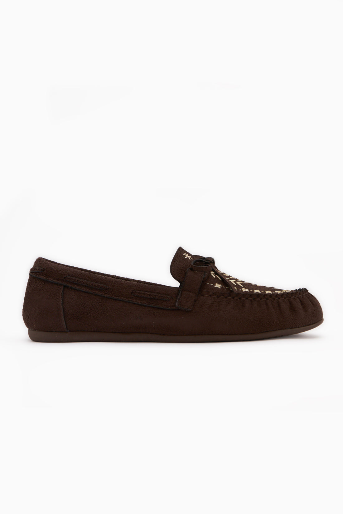 Darya Braun Wildleder Bestickte Damen Loafer