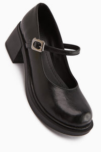 Mirka Black Strapped Women's Loafer Shoe