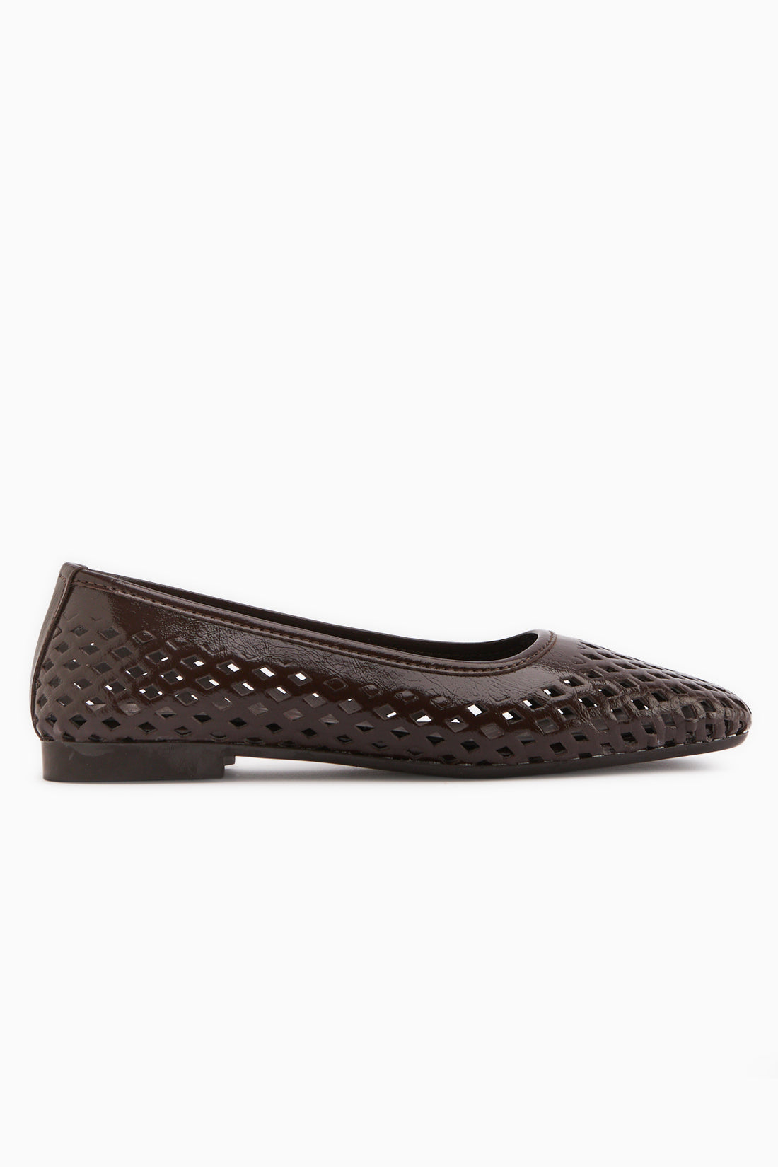 Elisa Braun Laser Cut Quadrat Zehen Damen Ballerinas