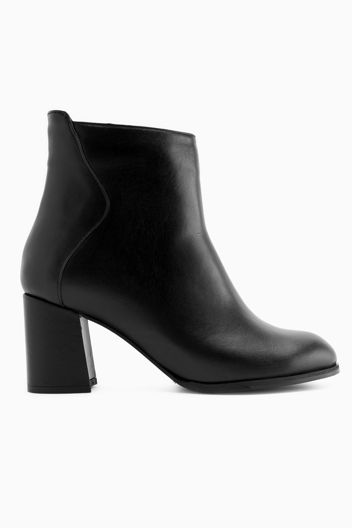 Eliza – Schwarz Echtleder Stiefelette mit Absatz (Damen)