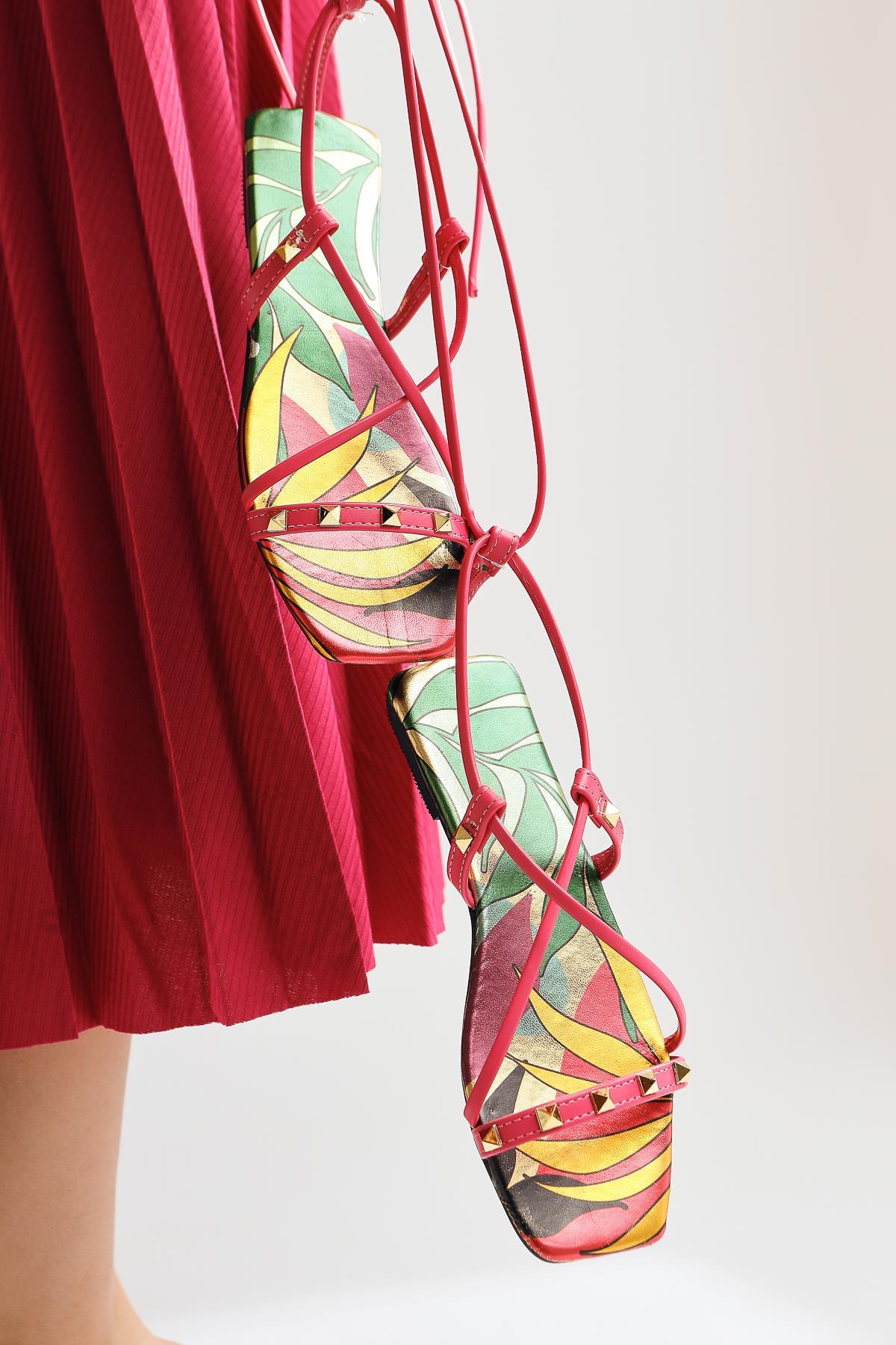 Eiva Fuchsia Ankle Strap Flat Sandals