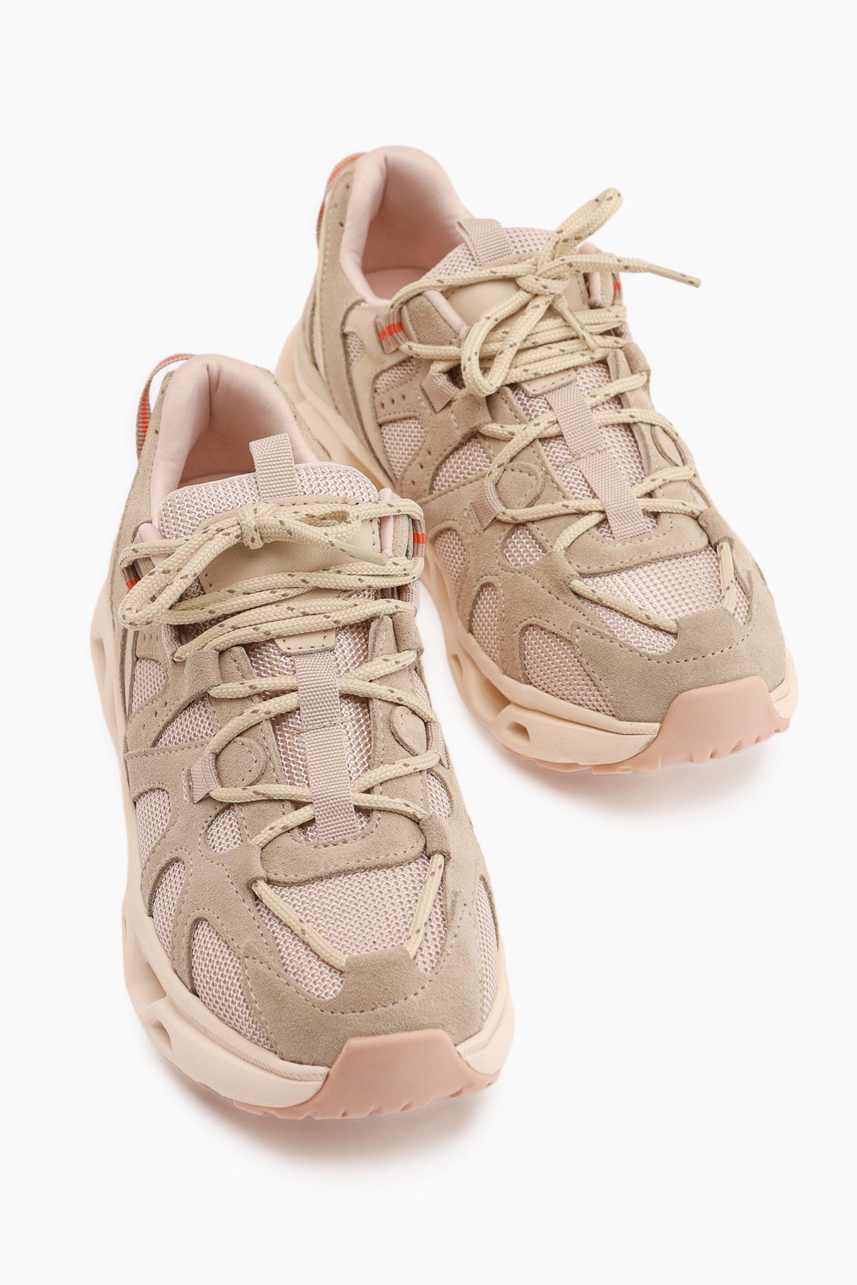 Raisa Genuine Leather Beige Suede Detailed Thick Sole Women’s Sneakers