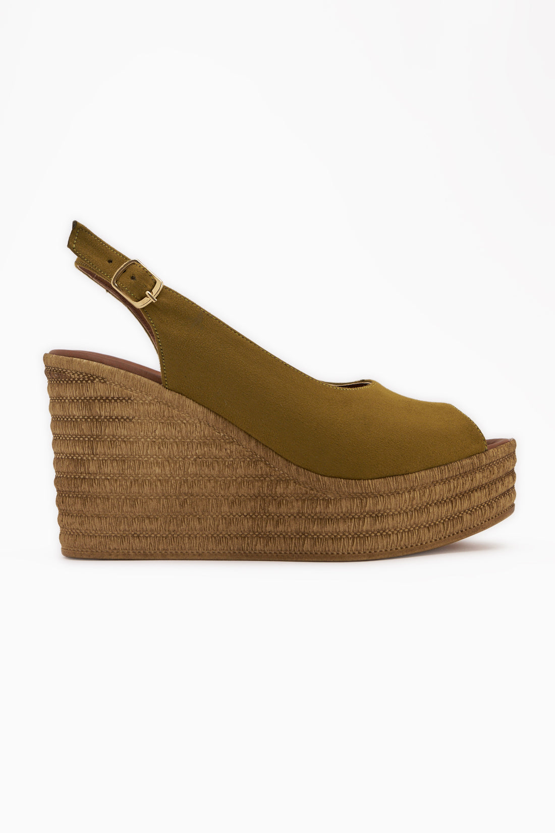 Caty Haki Wildleder Keil Damen Sandale