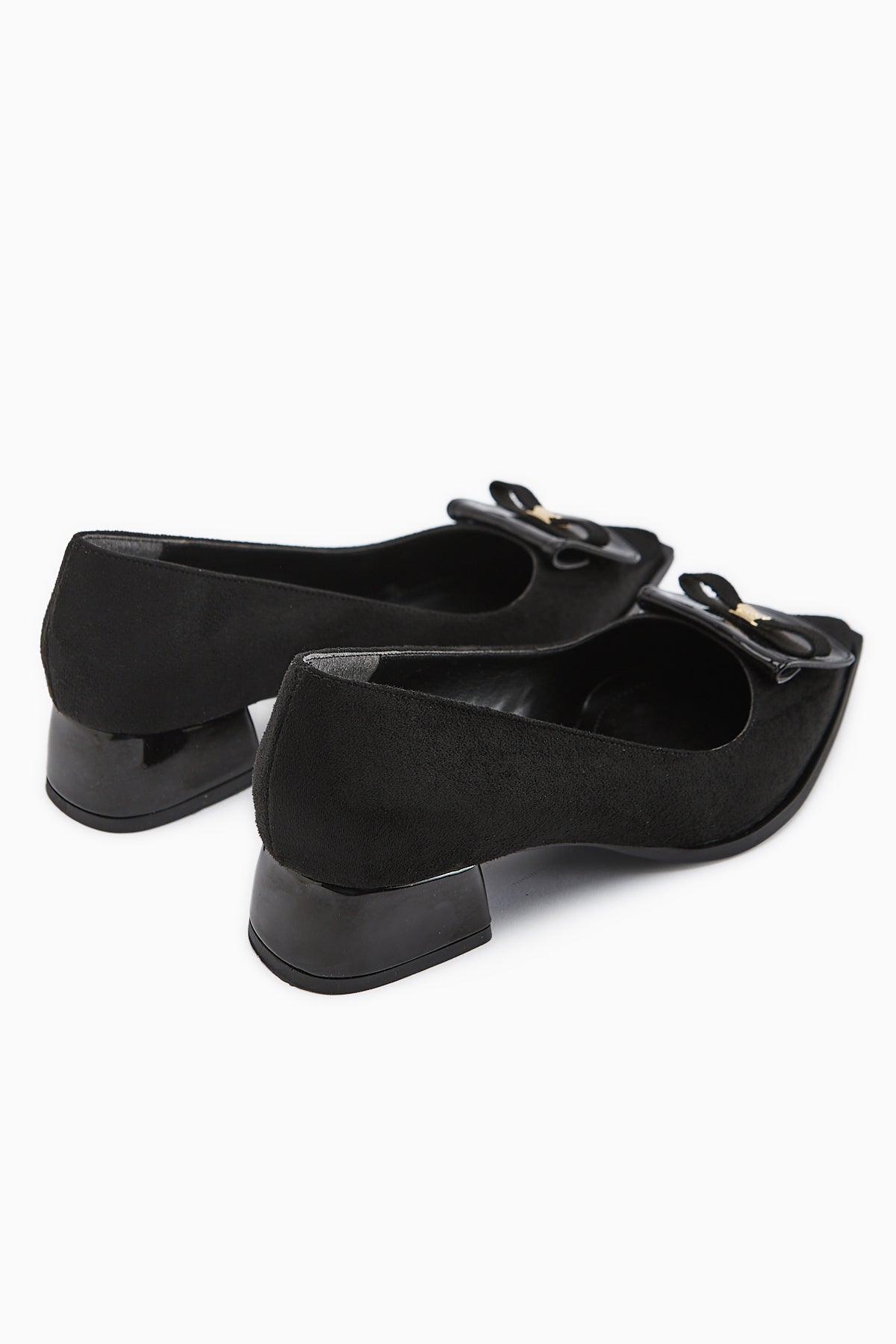 Boel Black Suede Buckled Low-Heeled Women's Shoe