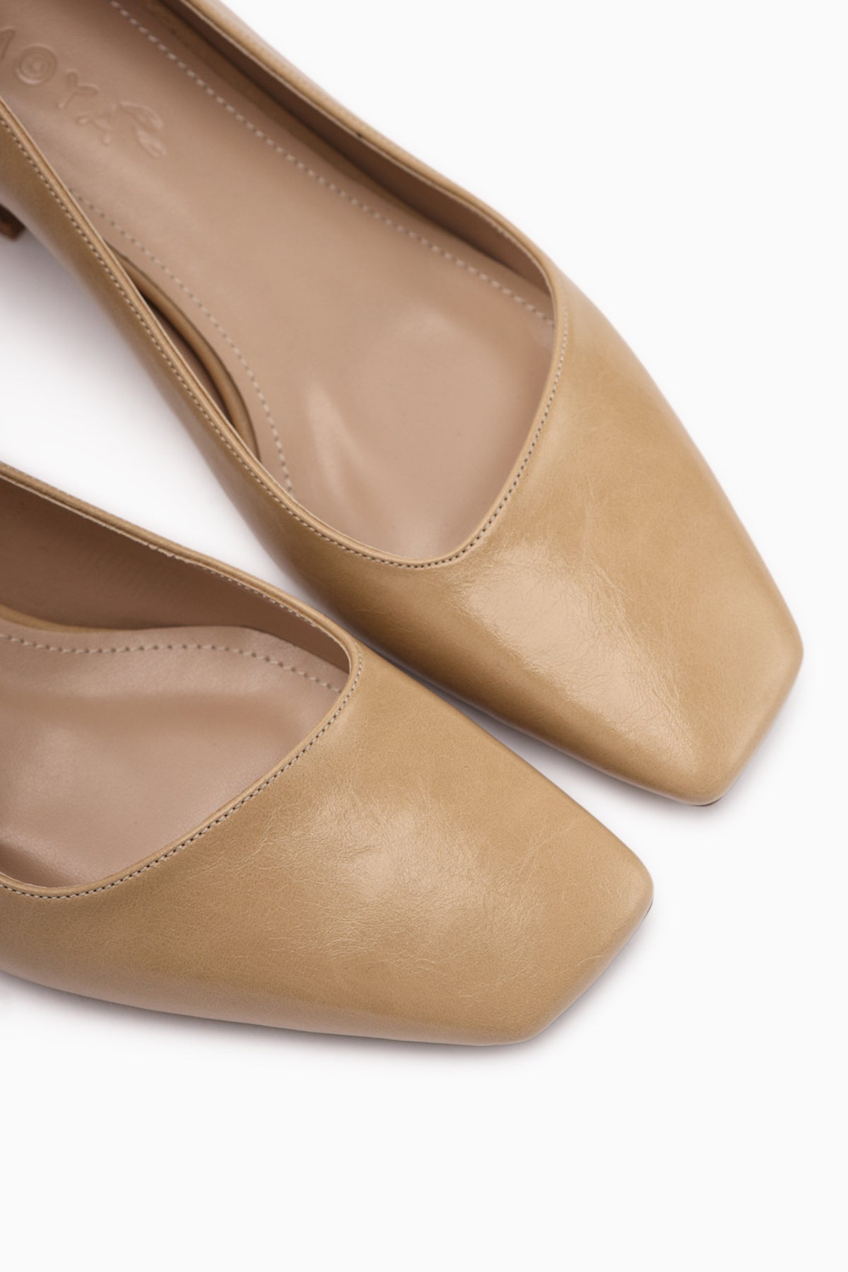 Jelina Beige Chunky Heeled Women's Shoes