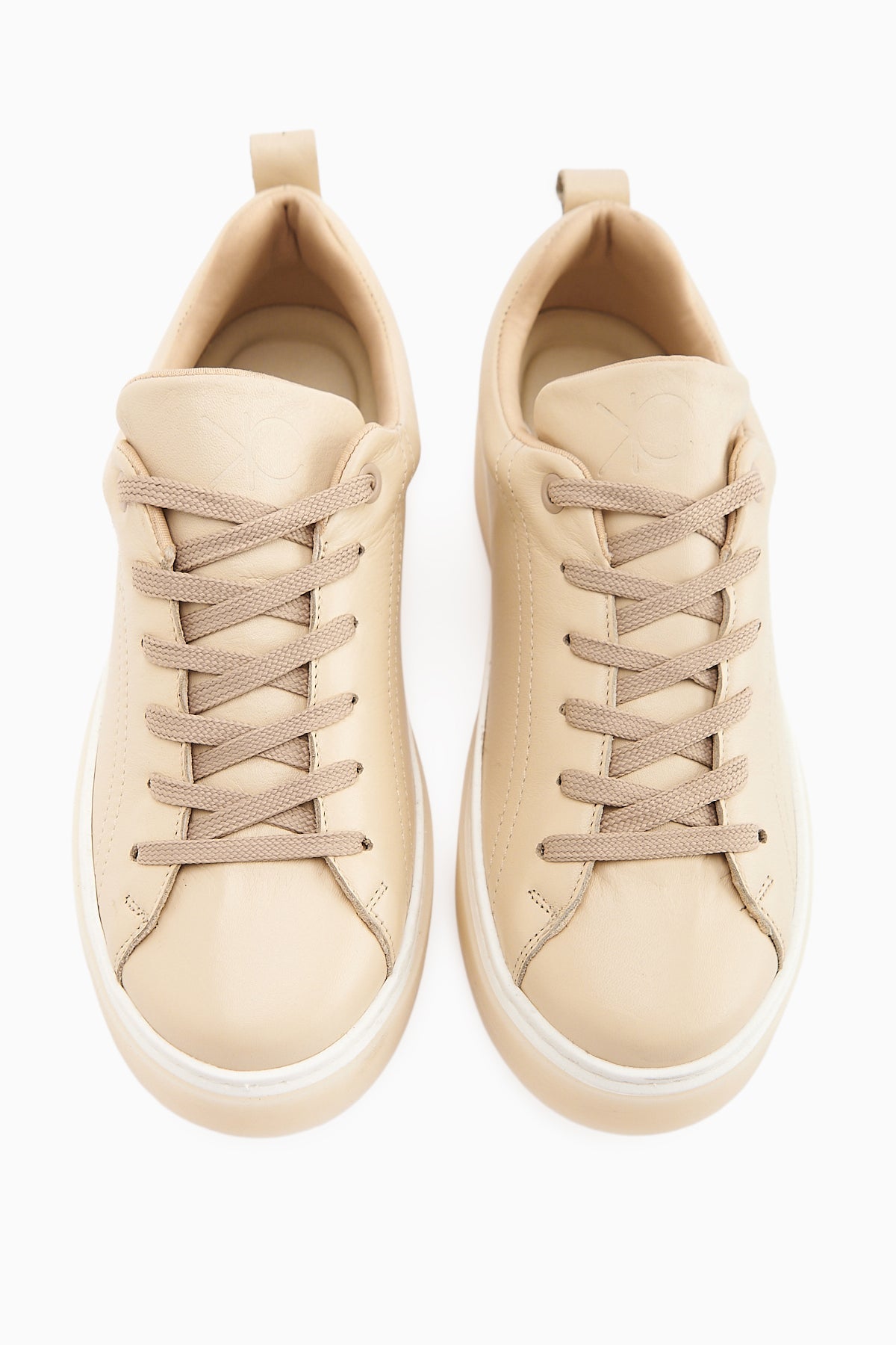 Lina Women's Genuine Leather Beige Sneakers