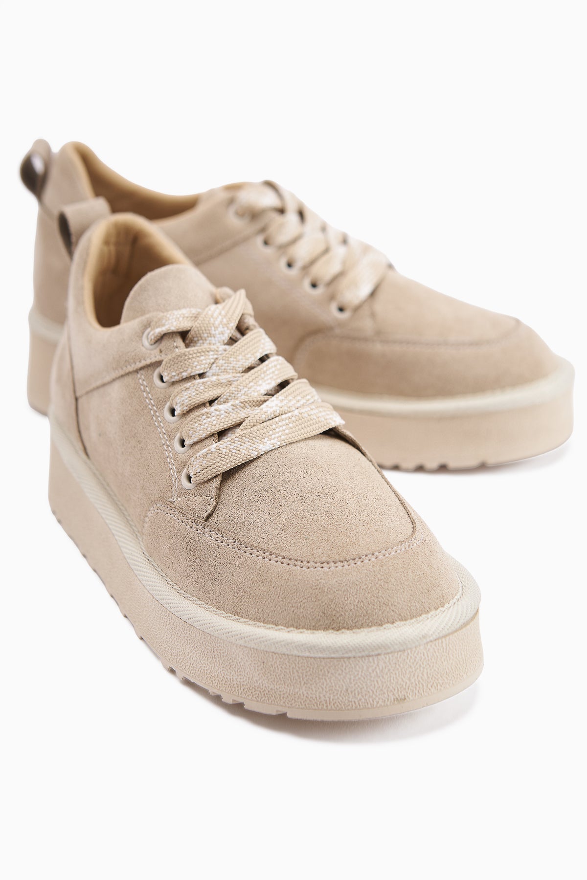 Edle Beige Suede Lace-Up Women's Boot