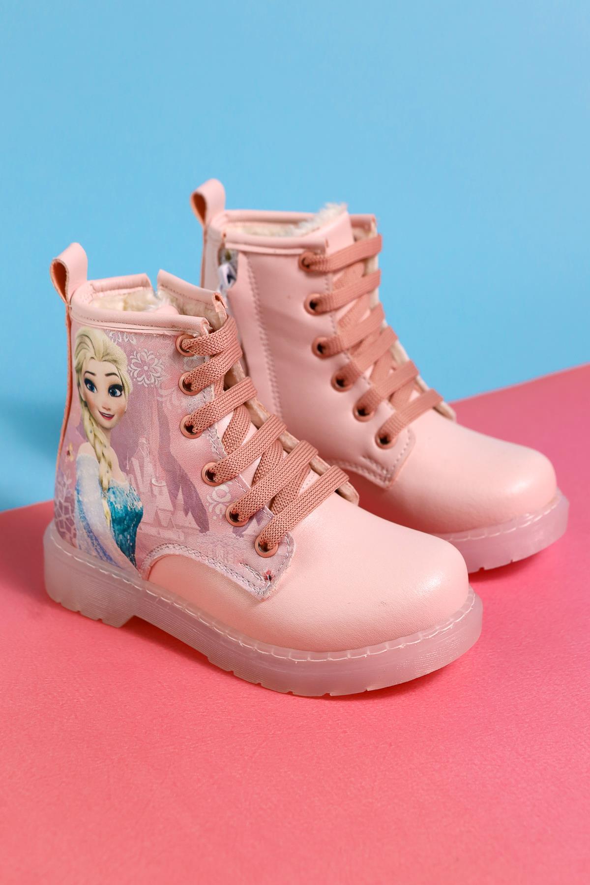 Lyan – Rosé Stiefelette mit Charakter-Print und Schnürung (Kinder)