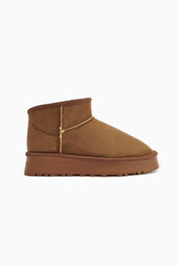 Lilly-Anne Tan Wildleder Kurze Fellgefütterte Damen Stiefel