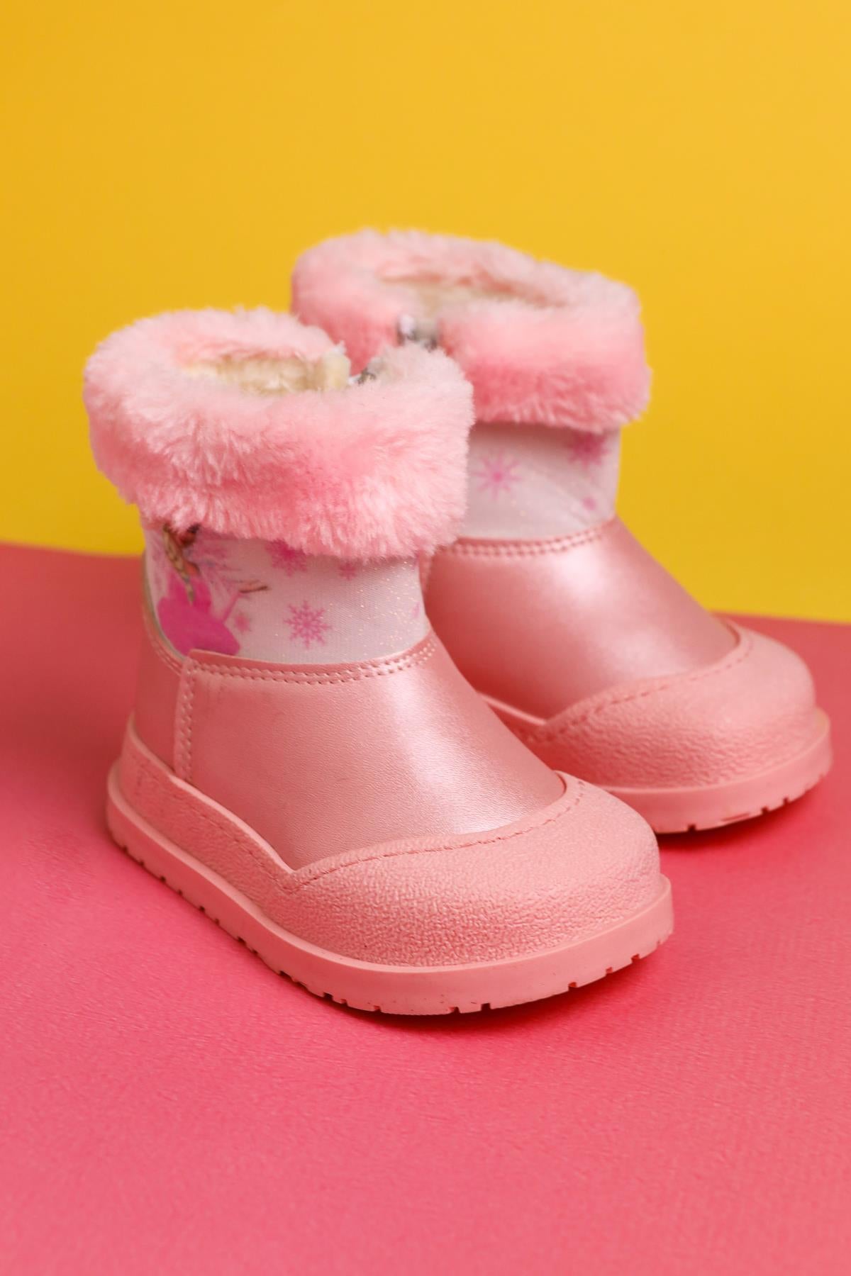 Elea Powder Cartoon Character Printed Furry Baby Boots