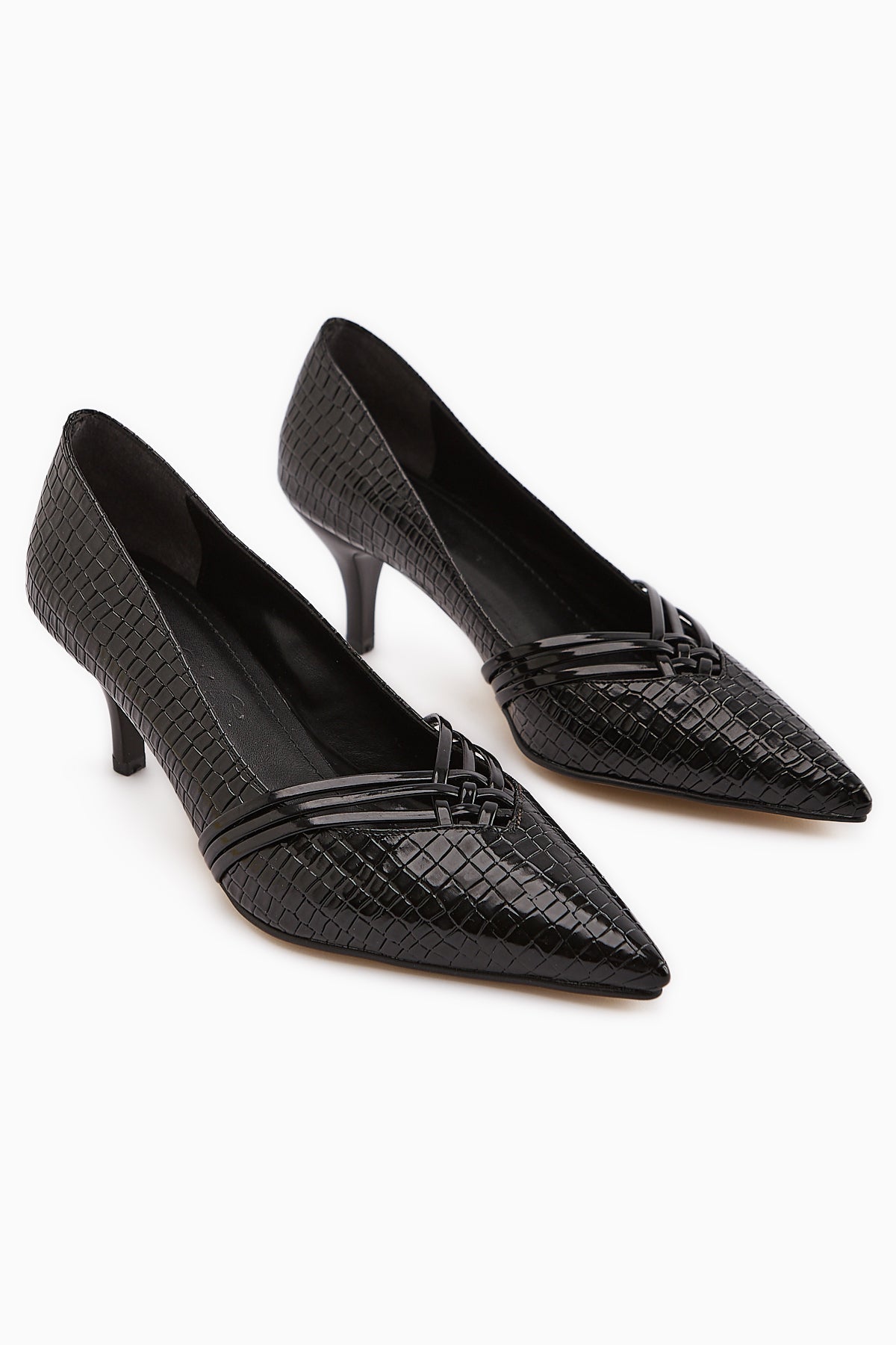 Riyam Black Crocodile Pattern Women's Stiletto