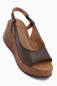 Marry Echtes Leder Braun Elastisch Keil Damen Schuhe