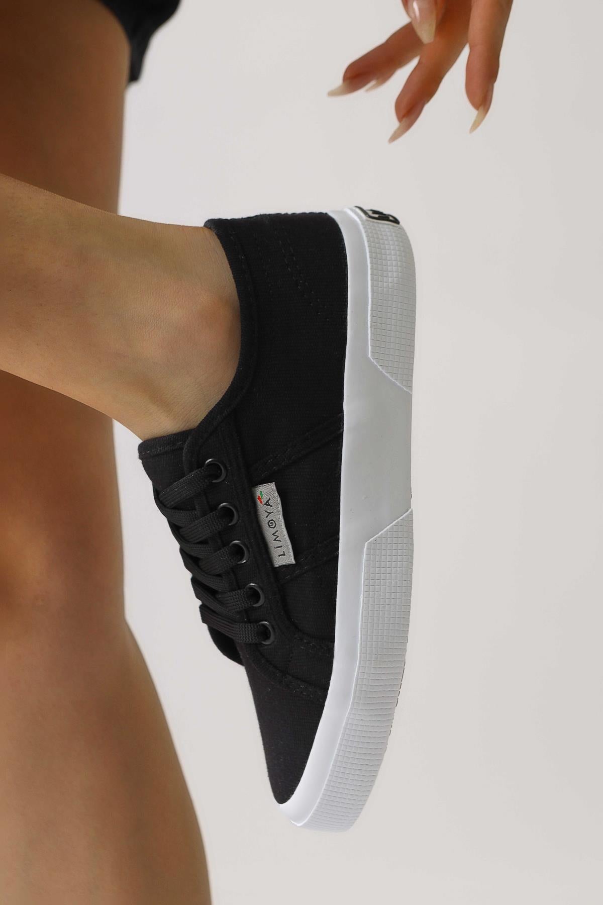 Timon Schwarze Komfortsohle Leinensneaker