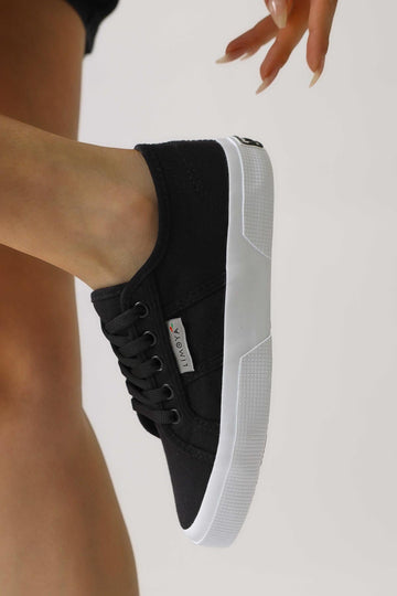 Timon Schwarze Komfortsohle Leinensneaker