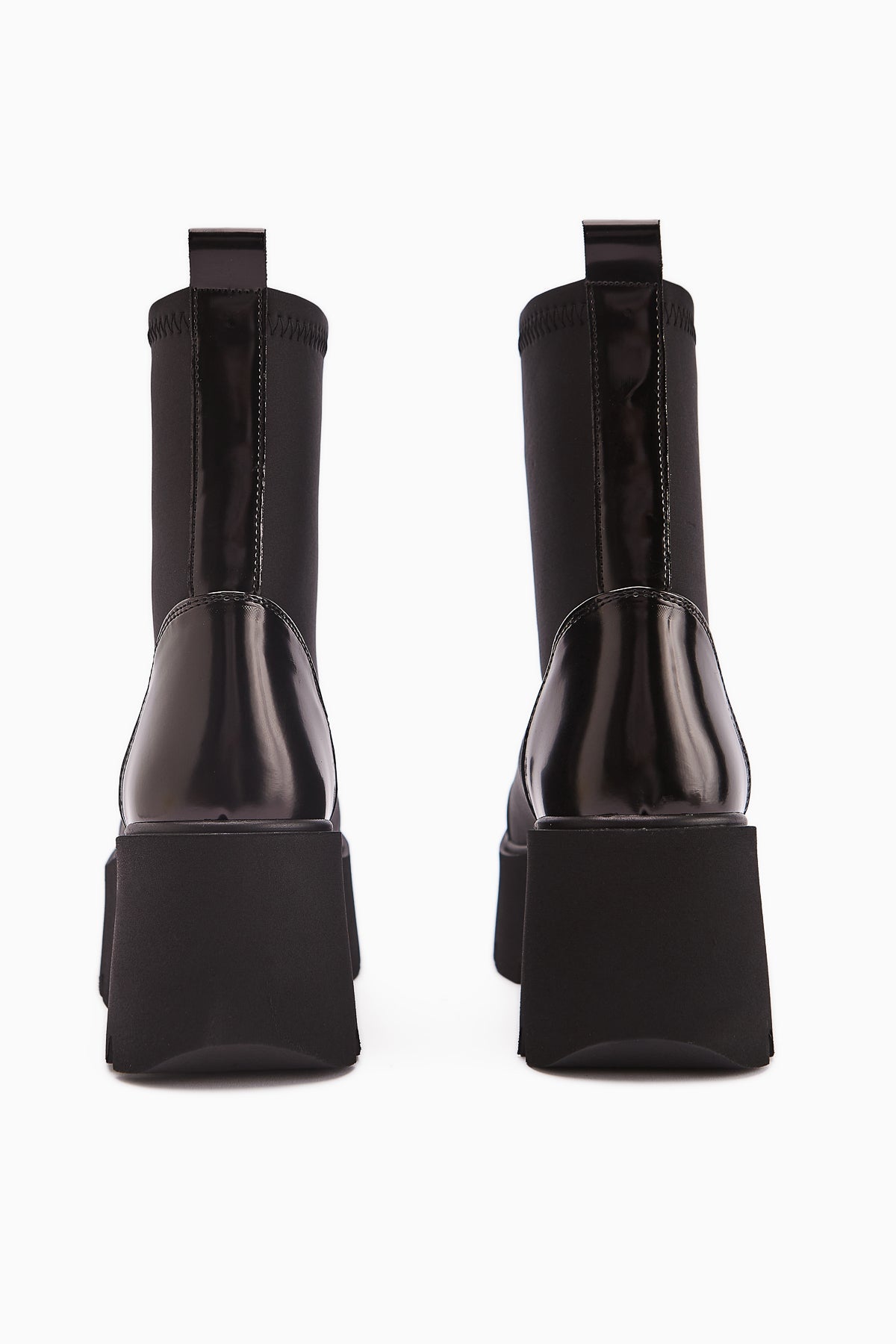 Narisa Black Patent Leather Front Zip Women's Stretch Boots