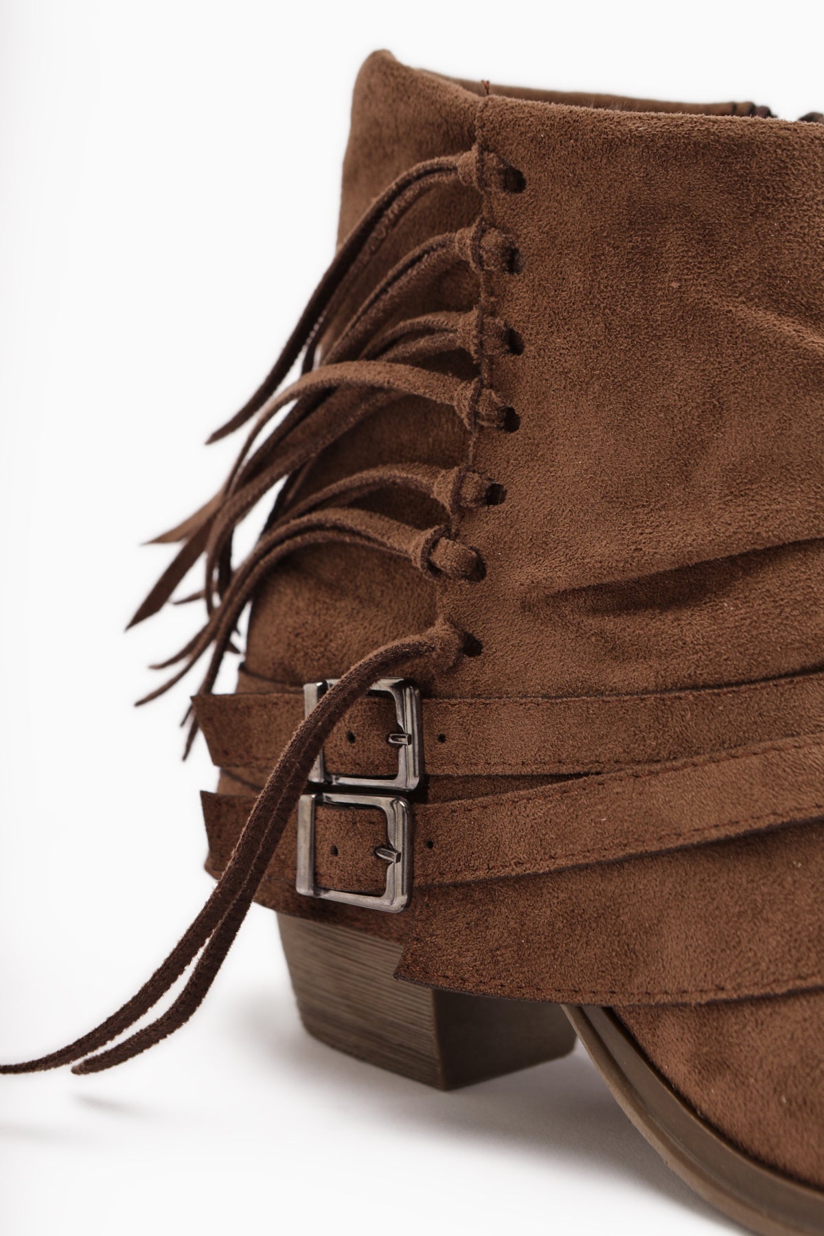 Elis Brown Suede Buckled Women's Cowboy Western Boots