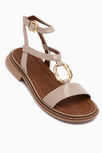 Theres Beige Buckle Detailed Ankle Strap Women’s Sandal