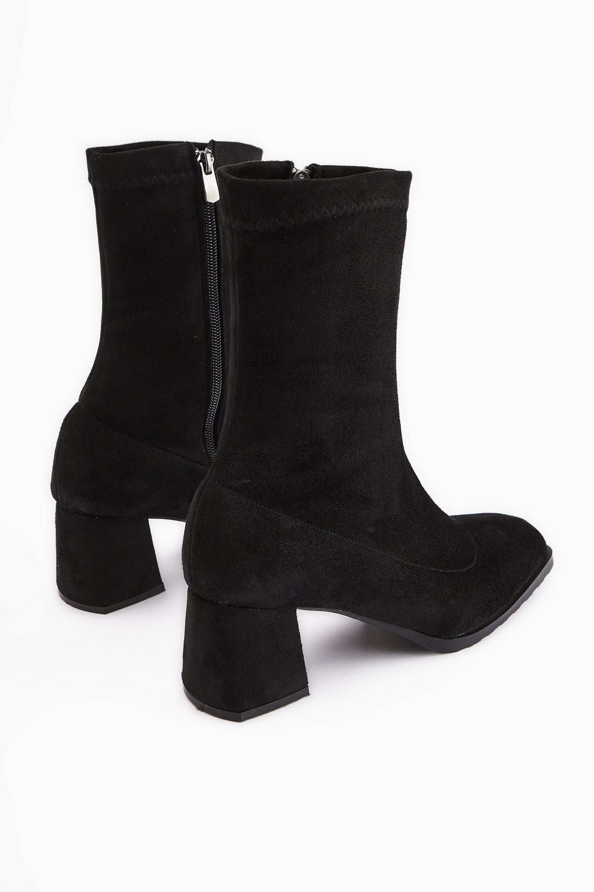 Ghina Black Suede Square Toe High Heel Women's Boot