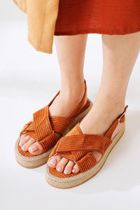 Iris Tan Velvet Cross-Strap Sandals